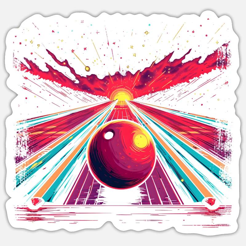 Retro Bowlingbahn - Sticker Größe S (10 x 10 cm) - Mattweiß