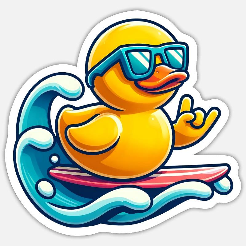 Surf's Rubber Duck - Sticker size S (10 x 10 cm) - white matte