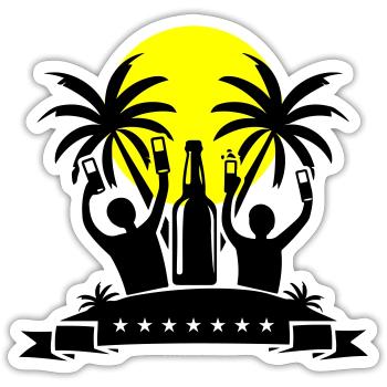 Insel Party Feiern Bier - Sticker Größe S (10 x 10 cm) - Mattweiß - Vorne