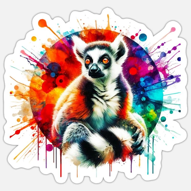 Lémurien - Sticker taille S (10 x 10 cm) - blanc mat