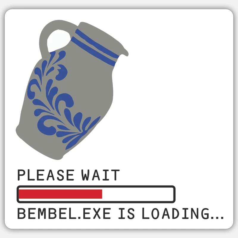 Bembel EXE Loading - Sticker Größe S (10 x 10 cm) - Mattweiß