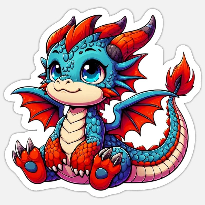 Dragon - Sticker taille S (10 x 10 cm) - blanc mat