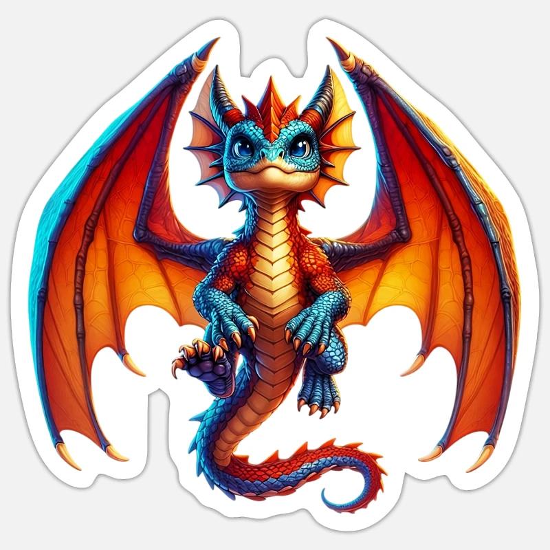 Dragon - Sticker taille S (10 x 10 cm) - blanc mat