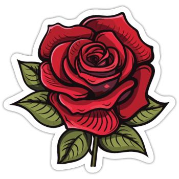 Fleur de rose - Sticker taille S (10 x 10 cm) - blanc mat - Devant