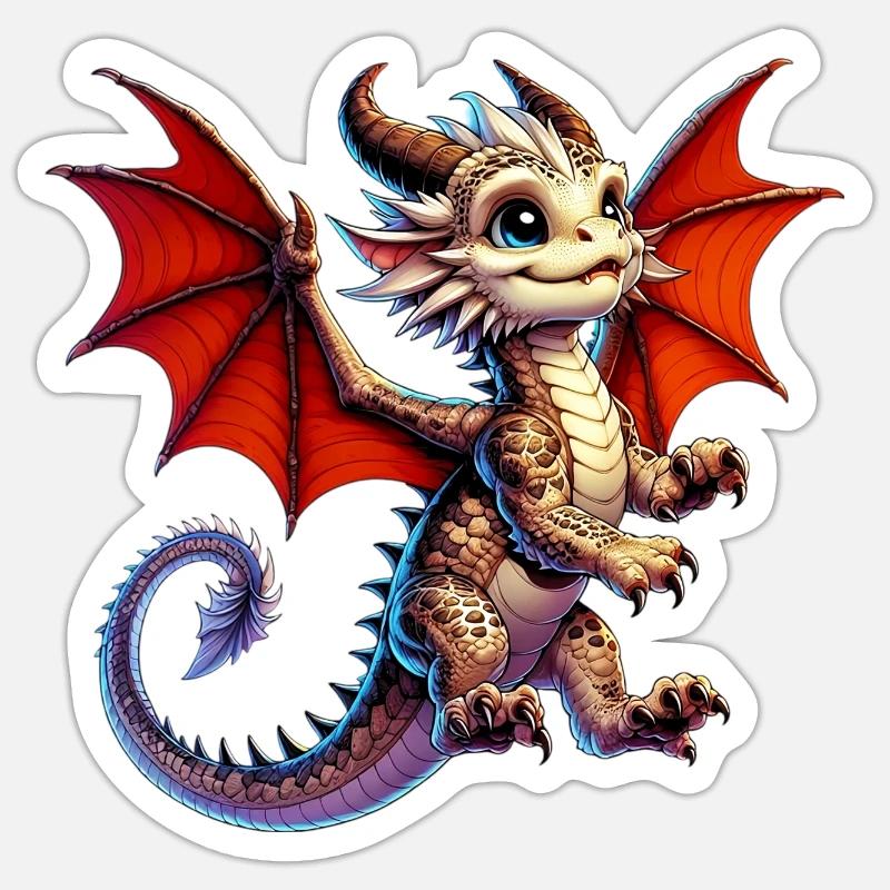Drache - Sticker Größe S (10 x 10 cm) - Mattweiß