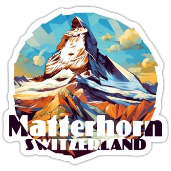 Matterhorn Zermatt Wandern Skifahren Souvenir - Sticker Größe S (10 x 10 cm) - Mattweiß - Vorne