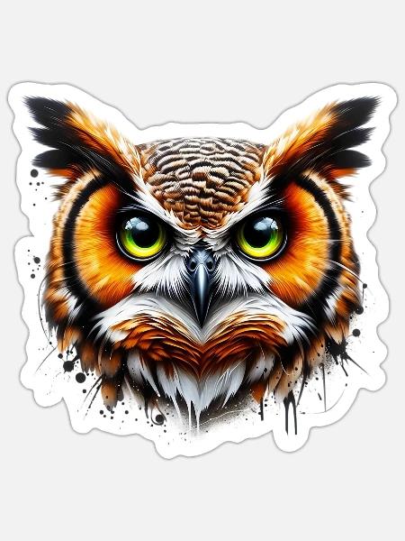 Eule - Sticker Größe S (10 x 10 cm) - Mattweiß