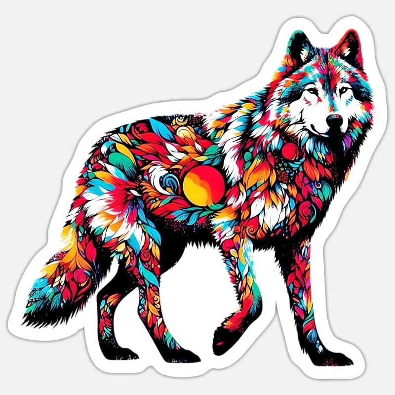 Wolf - Sticker Größe S (10 x 10 cm) - Mattweiß