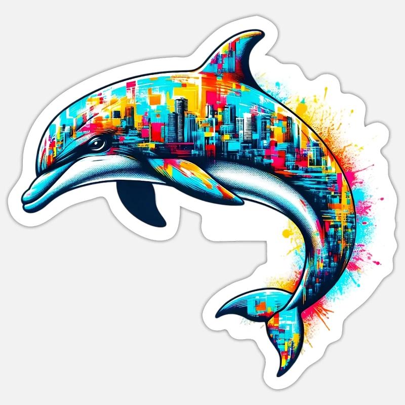 Dolphin - Sticker size S (10 x 10 cm) - white matte