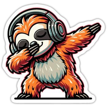 Dabbing Sloth - Sticker size S (10 x 10 cm) - white matte - Front
