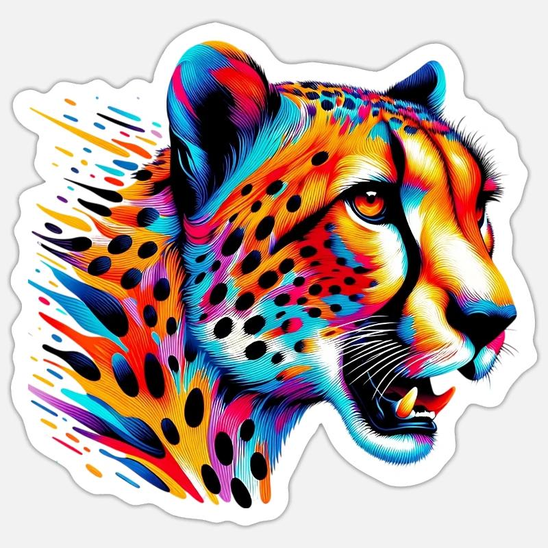 Gepard - Sticker Größe S (10 x 10 cm) - Mattweiß