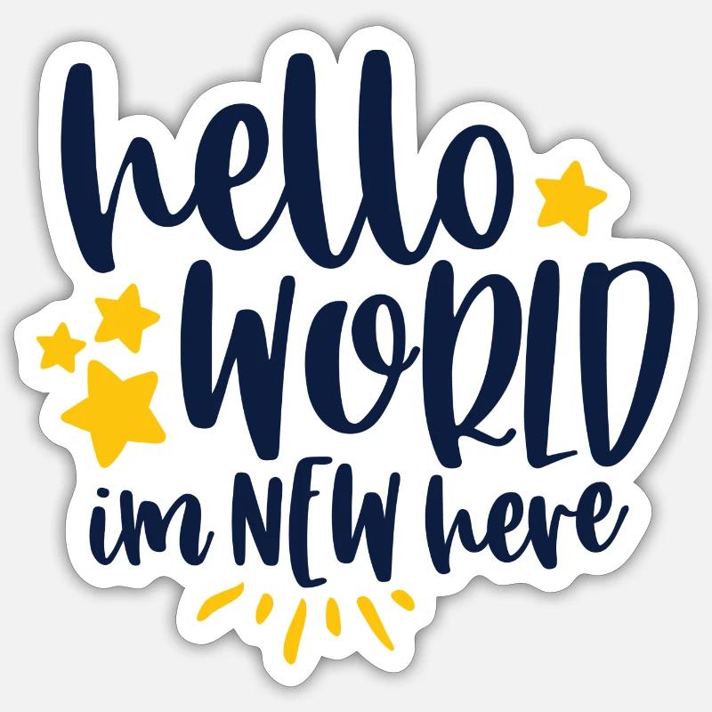 HelloWorldNewHere Body bébé Cadeaux de naissance Sticker taille S (10 x 10 cm)