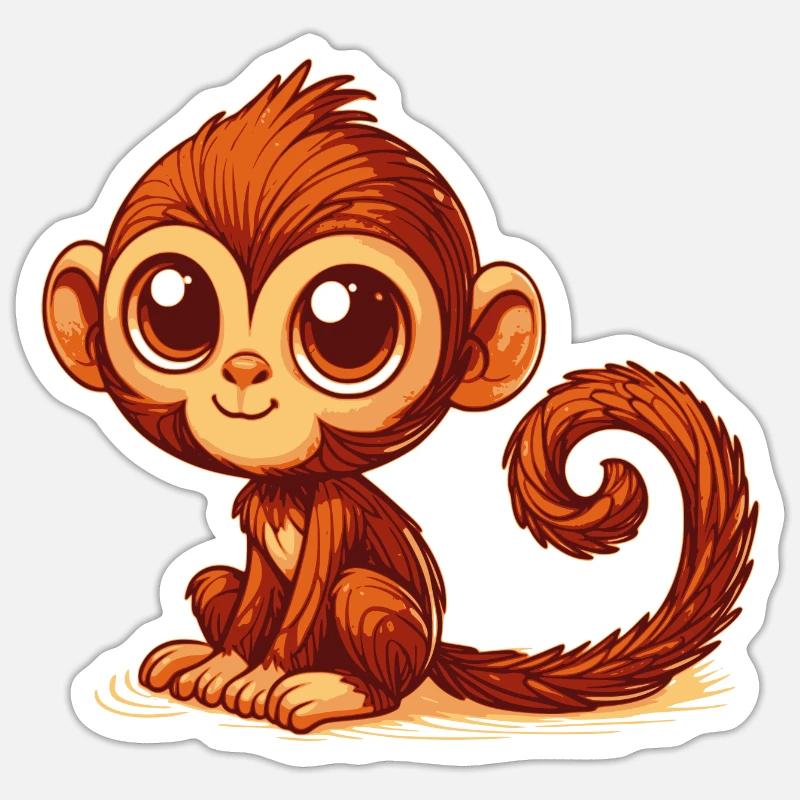 Singe - Sticker taille S (10 x 10 cm) - blanc mat