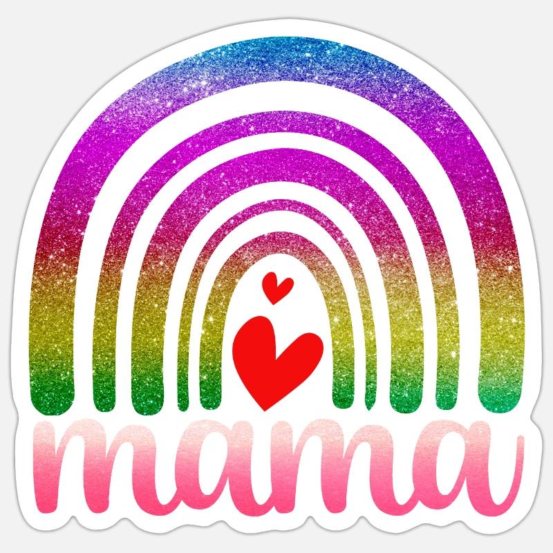 Maman arc-en-ciel - Sticker taille S (10 x 10 cm) - blanc mat