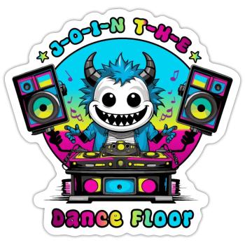 Monstre disco - Sticker taille S (10 x 10 cm) - blanc mat - Devant