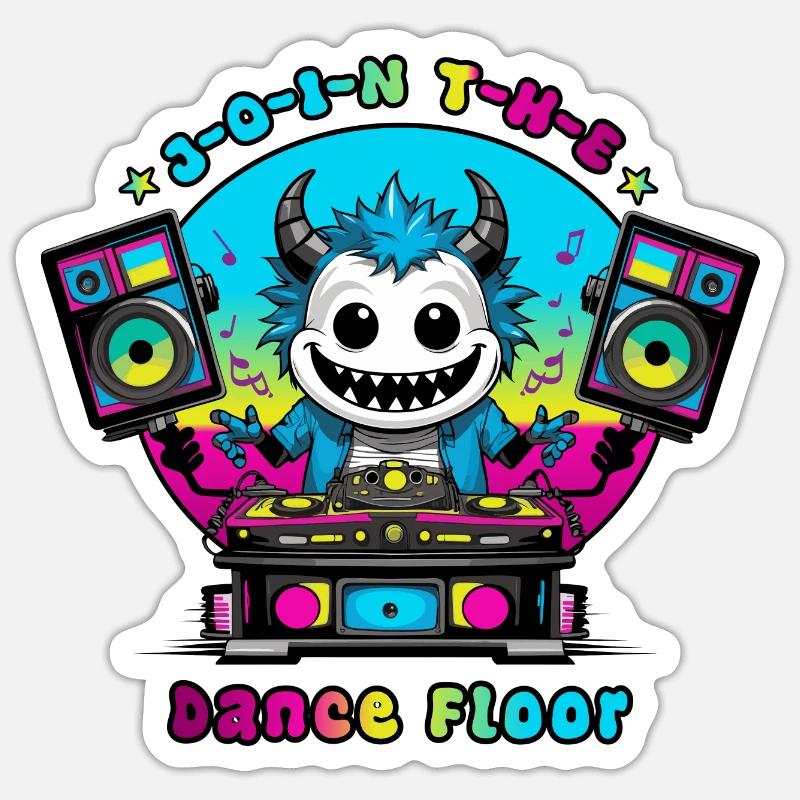 Monstre disco Sticker taille S (10 x 10 cm)