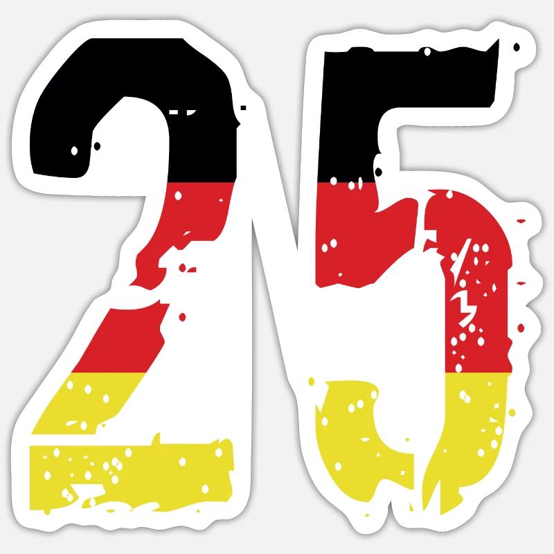 25 Number Germany Jersey - Sticker size S (10 x 10 cm) - white matte