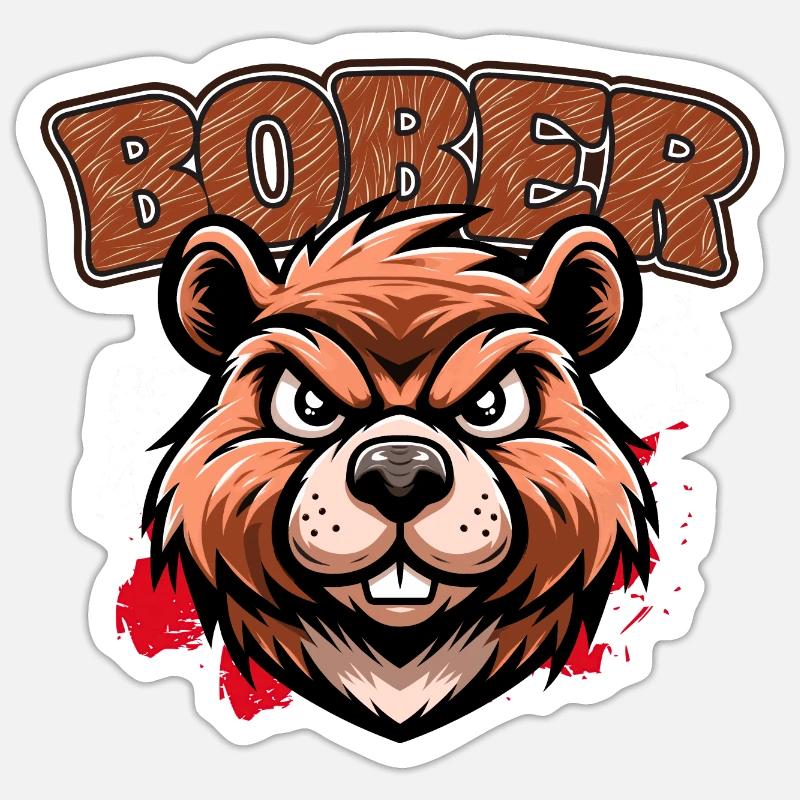 Bober | Polnisches Trenddesign - Sticker Größe S (10 x 10 cm) - Mattweiß