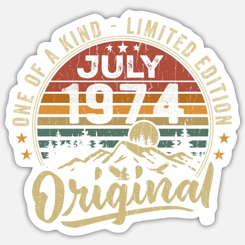 Juli 1974 Original 1974 Juli 1974 Geschenk - Sticker Größe S (10 x 10 cm) - Mattweiß