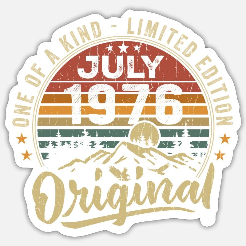 Juli 1976 Original 1976 Juli 1976 Geschenk - Sticker Größe S (10 x 10 cm) - Mattweiß