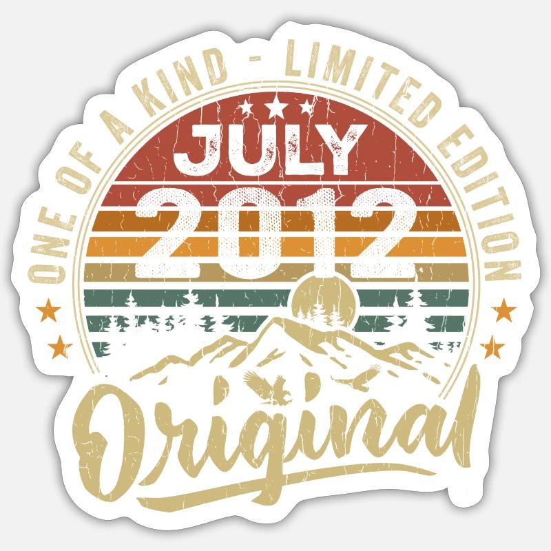 Juli 2012 Original 2012 Juli 2012 Geschenk - Sticker Größe S (10 x 10 cm) - Mattweiß