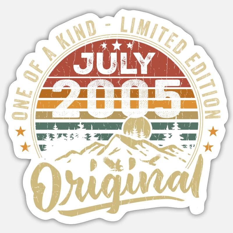 Juli 2005 Original 2005 Juli 2005 Geschenk - Sticker Größe S (10 x 10 cm) - Mattweiß