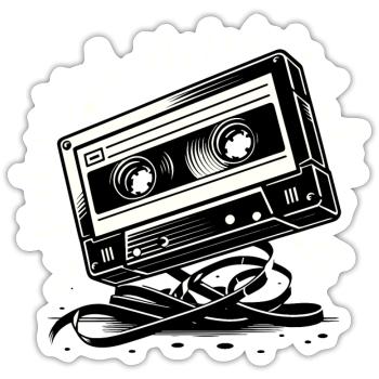 Music cassette in retro style 80s and 90s style - Sticker size S (10 x 10 cm) - white matte - Front