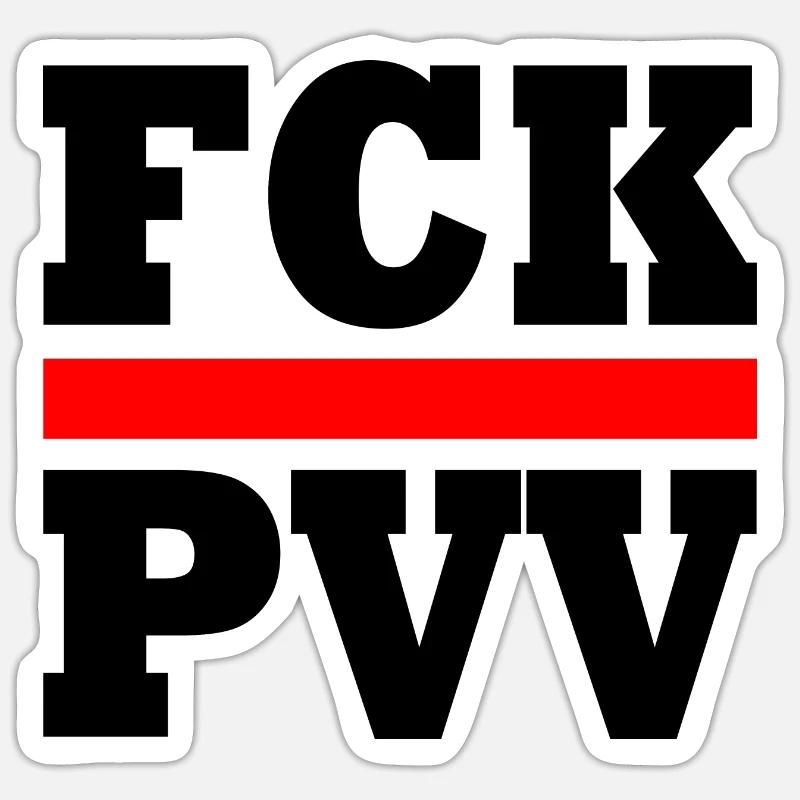 Fck pvv - Sticker Größe S (10 x 10 cm) - Mattweiß