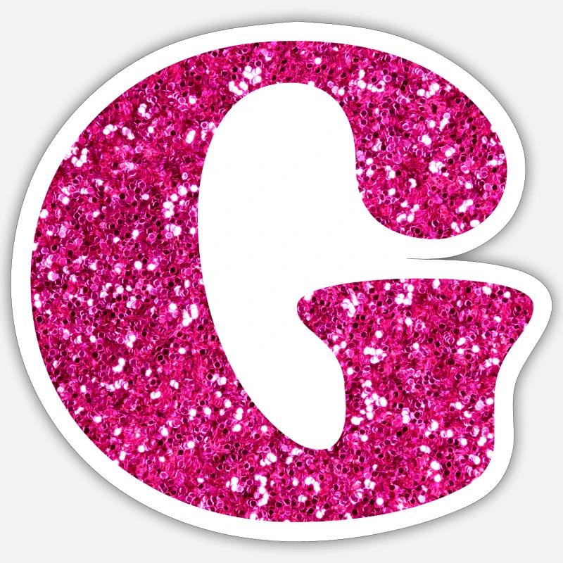 Buchstabe g rosa Glitzer Sticker Größe S (10 x 10 cm)