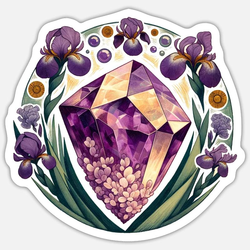 Iris améthyste - Sticker taille S (10 x 10 cm) - blanc mat