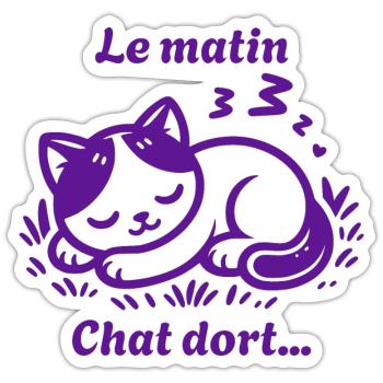 Chat Dort Chat Mignon Pas Du Matin - Sticker taille S (10 x 10 cm) - blanc mat - Devant
