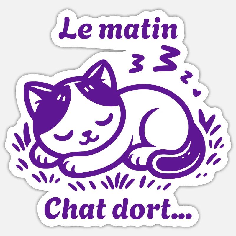 Chat Dort Chat Mignon Pas Du Matin Sticker taille S (10 x 10 cm)