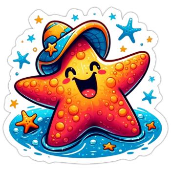 Étoile de mer - Sticker taille S (10 x 10 cm) - blanc mat - Devant