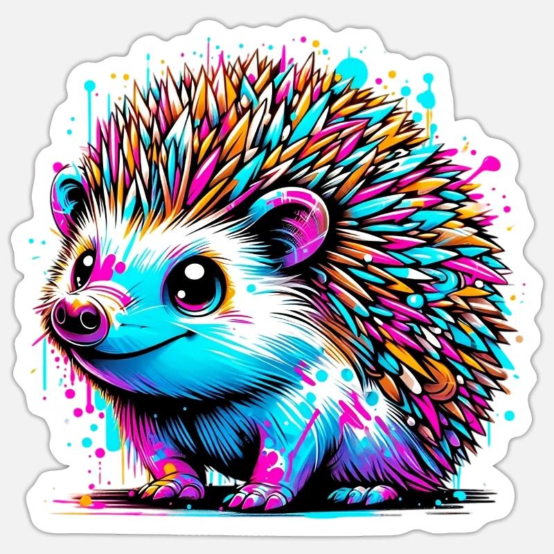 Hérisson - Sticker taille S (10 x 10 cm) - blanc mat