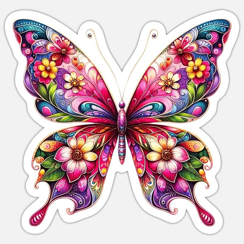 Schmetterling - Sticker Größe S (10 x 10 cm) - Mattweiß