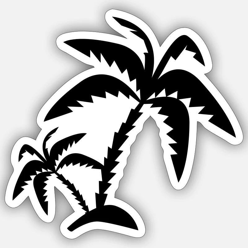 Deux palmiers - Sticker taille S (10 x 10 cm) - blanc mat