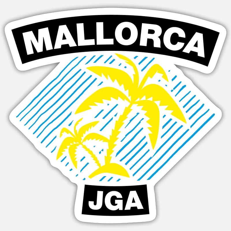 Mallorca – Bachelor party under palm trees - Sticker size S (10 x 10 cm) - white matte
