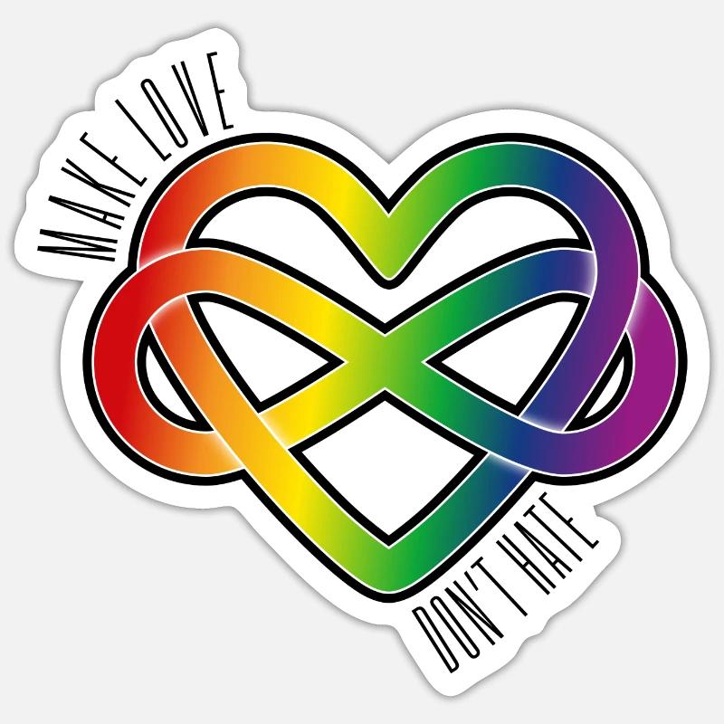 Polyamory Heart: Make Love & Don't Hate (black) Sticker size S (10 x 10 cm)