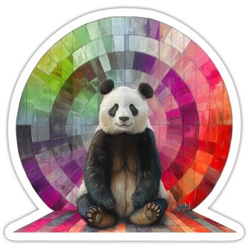 Panda in front of the rainbow / for animal lovers - Sticker size S (10 x 10 cm) - white matte - Front