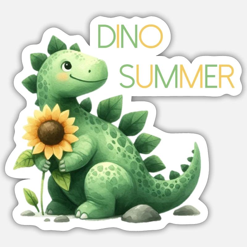 Dino Summer - Sticker Größe S (10 x 10 cm) - Mattweiß