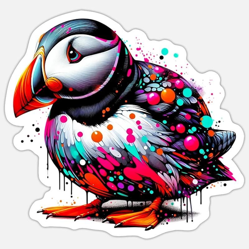 Macareux - Sticker taille S (10 x 10 cm) - blanc mat