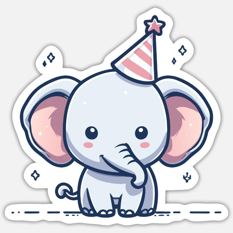 Éléphant de fête - Sticker taille S (10 x 10 cm) - blanc mat