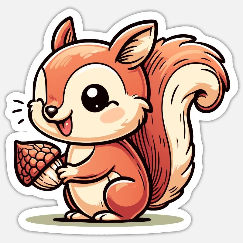 Eichhörnchen - Sticker Größe S (10 x 10 cm) - Mattweiß