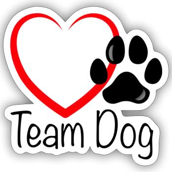 Team Dog Herz - Sticker Größe S (10 x 10 cm) - Mattweiß - Vorne