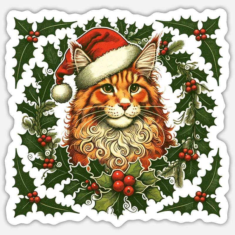Ginger Cat Christmas - Sticker size S (10 x 10 cm) - white matte