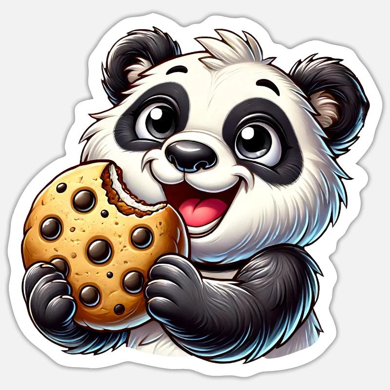 Panda Biscuit Dessert Biscuits Sucrés - Sticker taille S (10 x 10 cm) - blanc mat