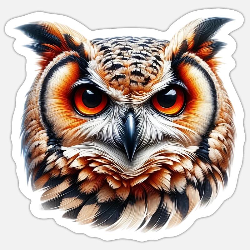Hibou - Sticker taille S (10 x 10 cm) - blanc mat