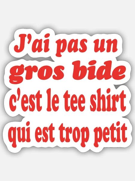 T-Shirt mit großem Bauch zu klein - Sticker Größe S (10 x 10 cm) - Mattweiß