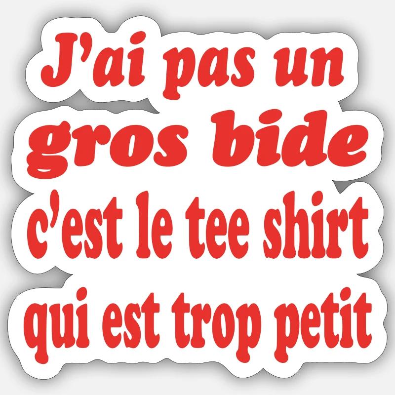 T-Shirt mit großem Bauch zu klein - Sticker Größe S (10 x 10 cm) - Mattweiß