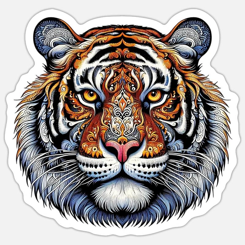Tiger - Sticker Größe S (10 x 10 cm) - Mattweiß